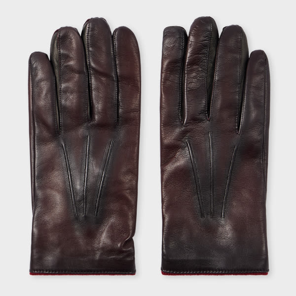 Paul Smith Damson Leather Gloves With Wool-cashmere Lining Red In Red