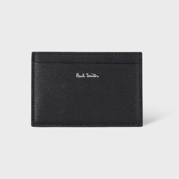 Paul Smith Black Straw-Grain Leather Credit Card Holder