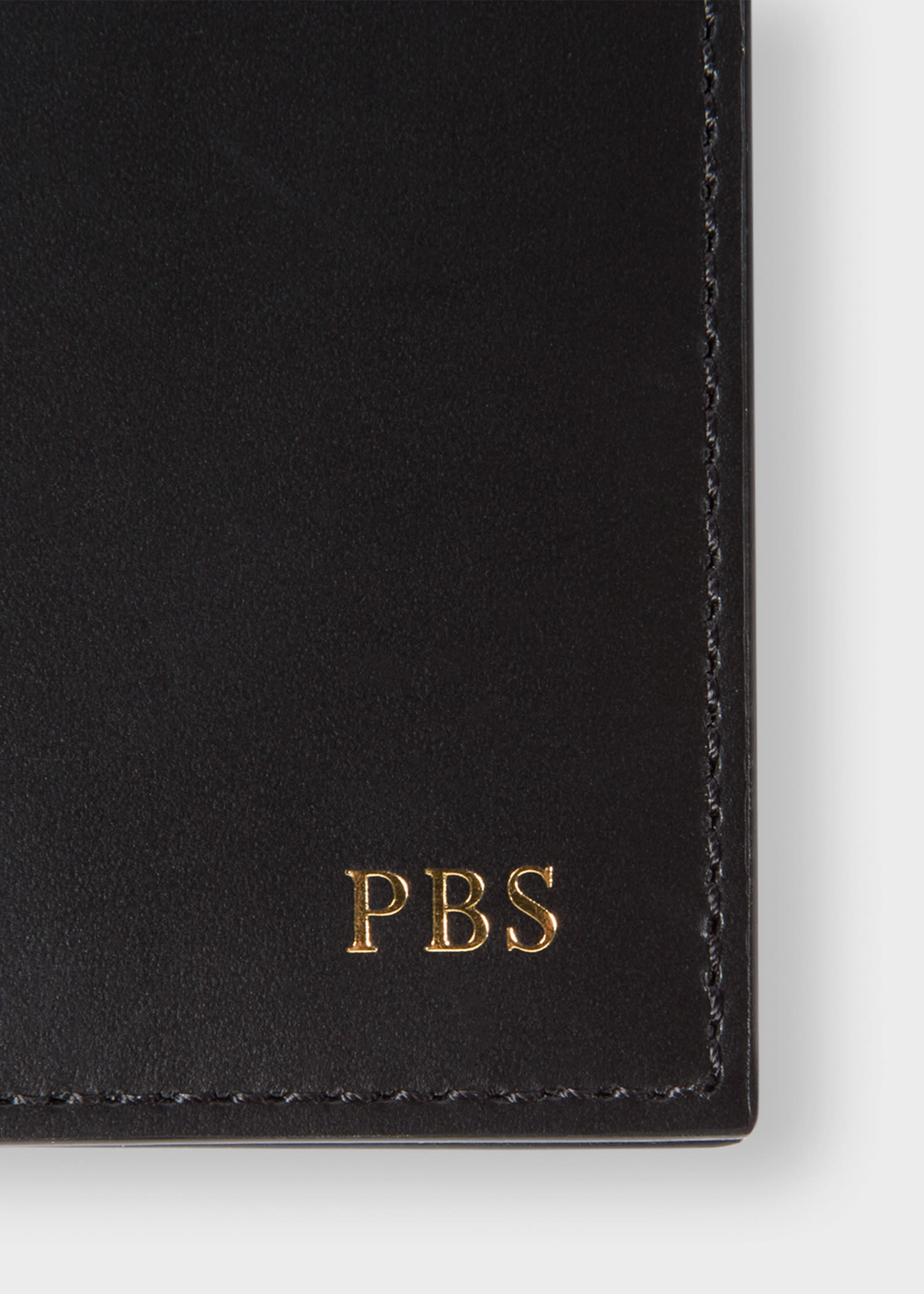 Paul Smith Black Leather Monogrammed Credit Card Wallet In Black