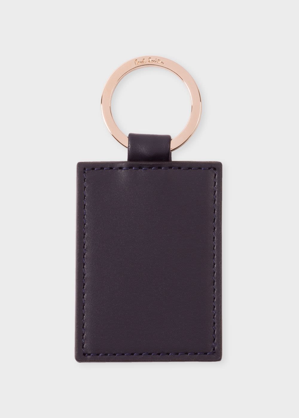 Paul Smith Navy Calf Leather Monogrammed Keyring Blue In Blue