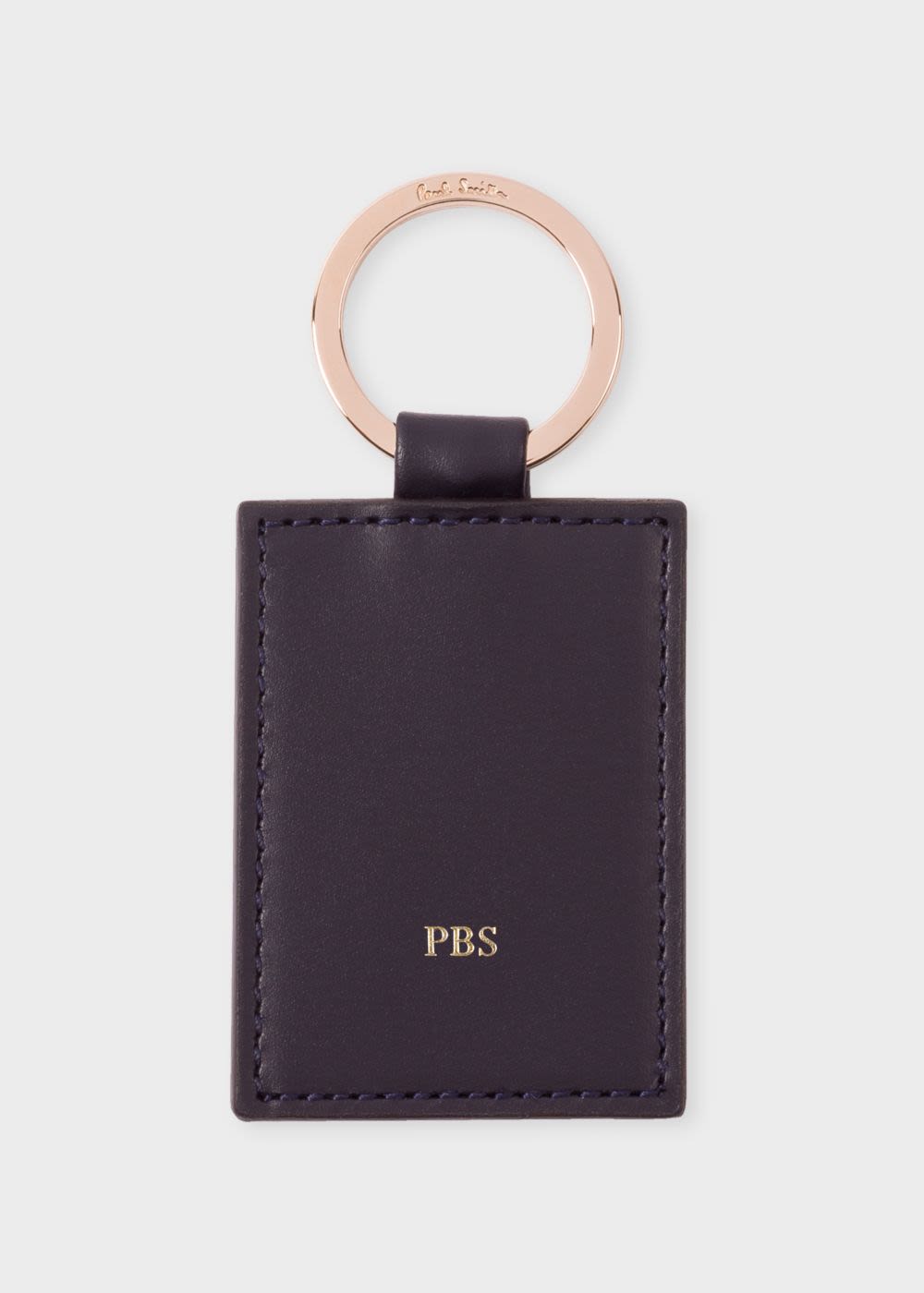 Paul Smith Blue Navy Calf Leather Monogrammed Keyring