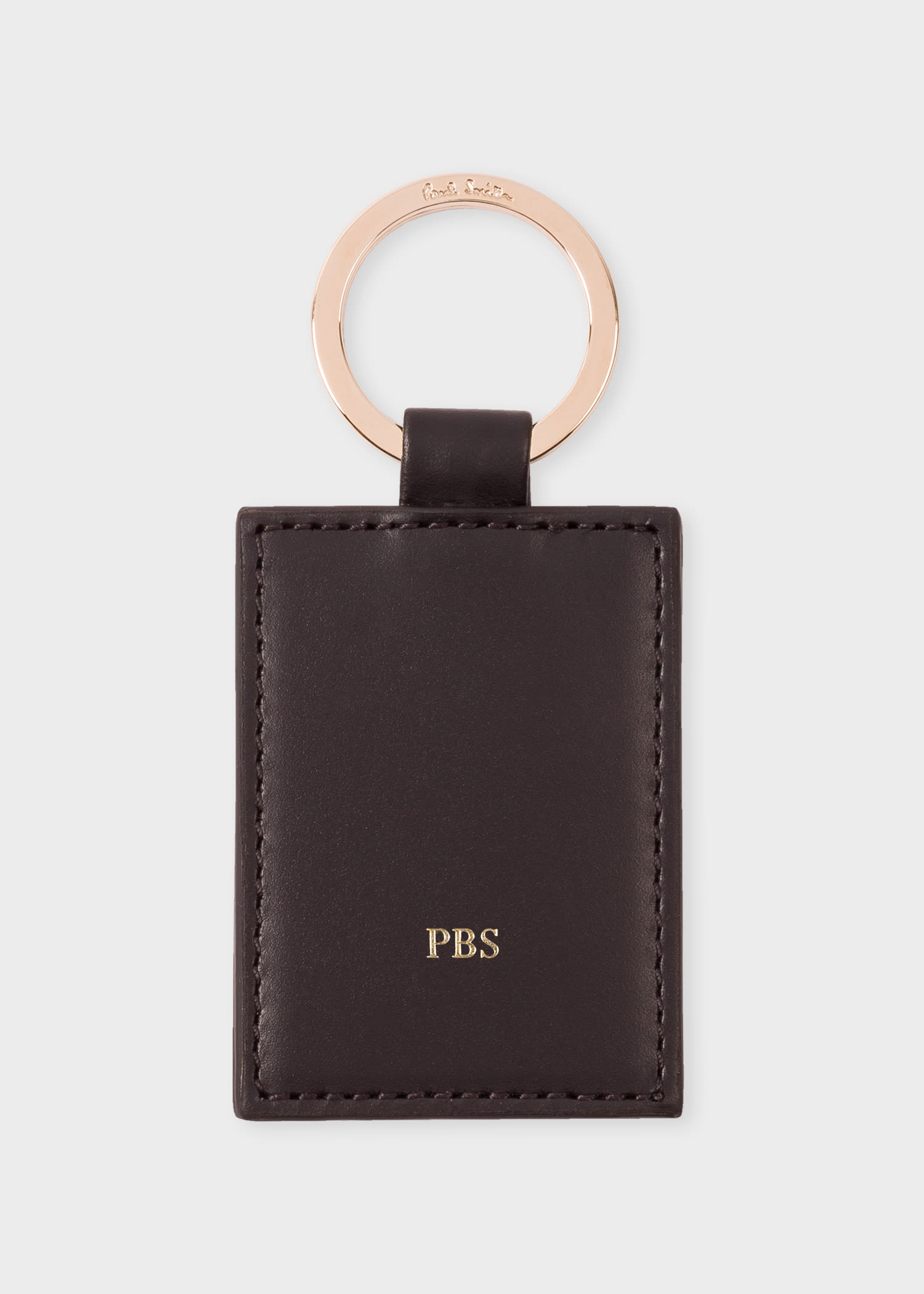 Paul Smith Black Calf Leather Monogrammed Keyring In Black