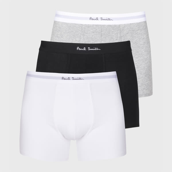 Paul Smith White, Black And Grey Long Boxer Briefs Three Pack Multicolour In Multi