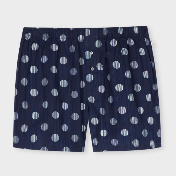 PAUL SMITH BLUE POLKA DOT COTTON BOXER SHORTS