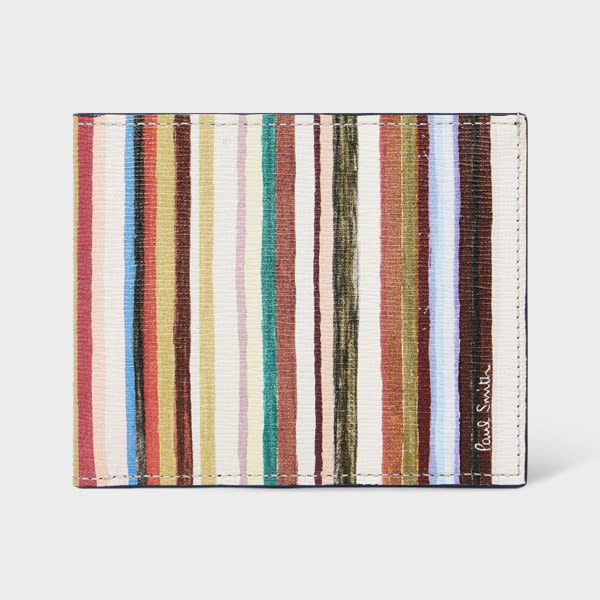 Paul Smith 'painted Signature Stripe' Compact Billfold Wallet Multicolour