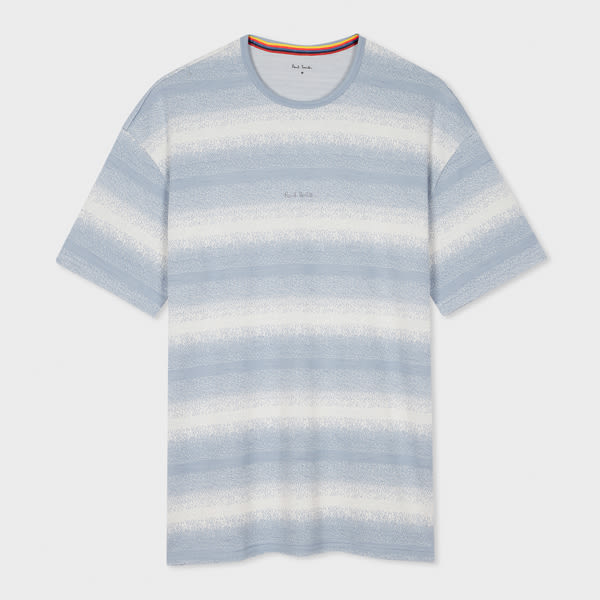 PAUL SMITH BLUE AND WHITE GRADIENT STRIPE T-SHIRT