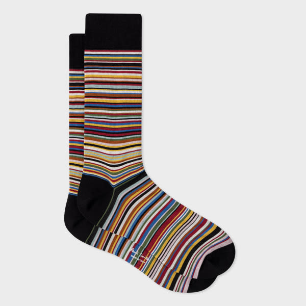 Paul Smith Striped Artist Pattern Ankle-length Socks In Multicolour