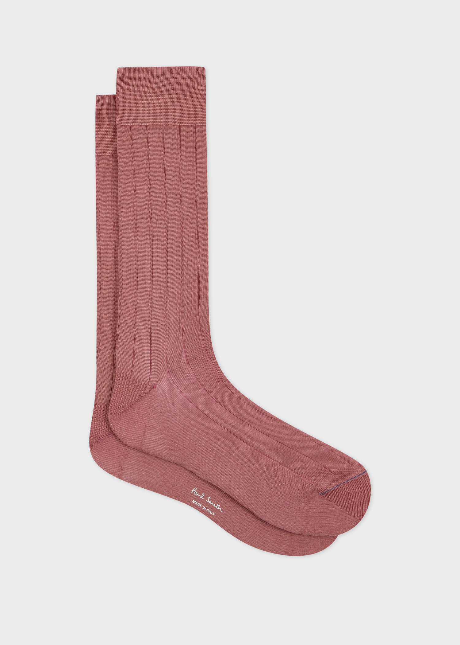 Shop Paul Smith Dusky Pink Ribbed Cotton Socks