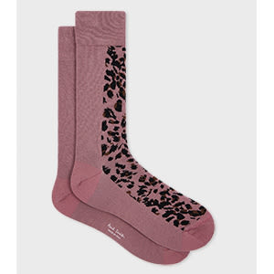 Paul Smith Dusky Pink Cotton-blend Leopard Socks In Pink