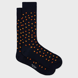 PAUL SMITH NAVY BLUE COTTON-BLEND HEART SOCKS