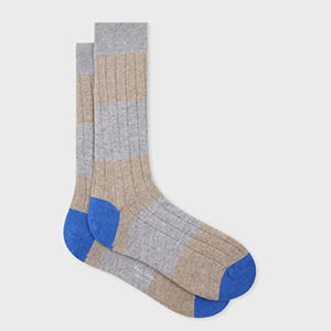Paul Smith Grey Cashmere Stripe Socks In Gray