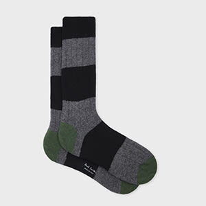 Paul Smith Black Cashmere Stripe Socks In Multi