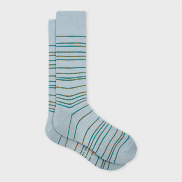 Paul Smith Light Blue Cotton-blend 'pinstripe Signature' Socks In Blue