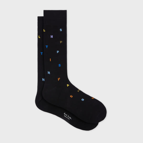 Paul Smith Black Logo Letter 'Stamp' Socks