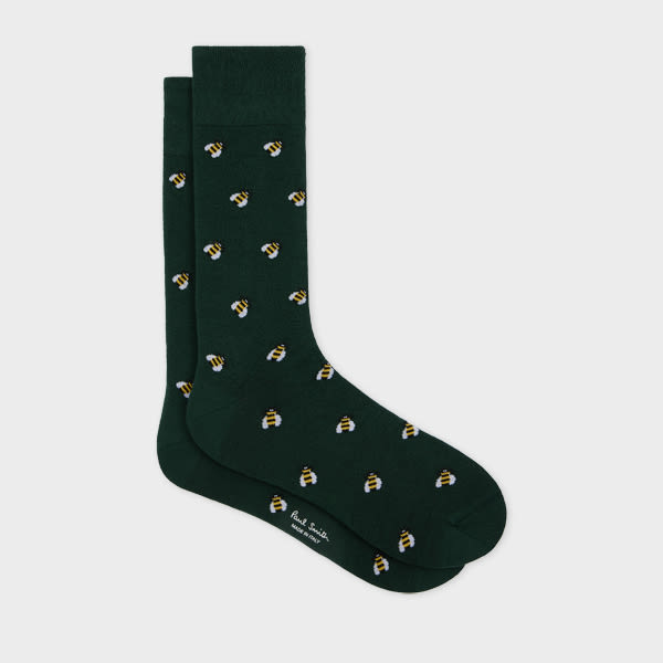 Paul Smith Dark Green 'bee' Pattern Socks