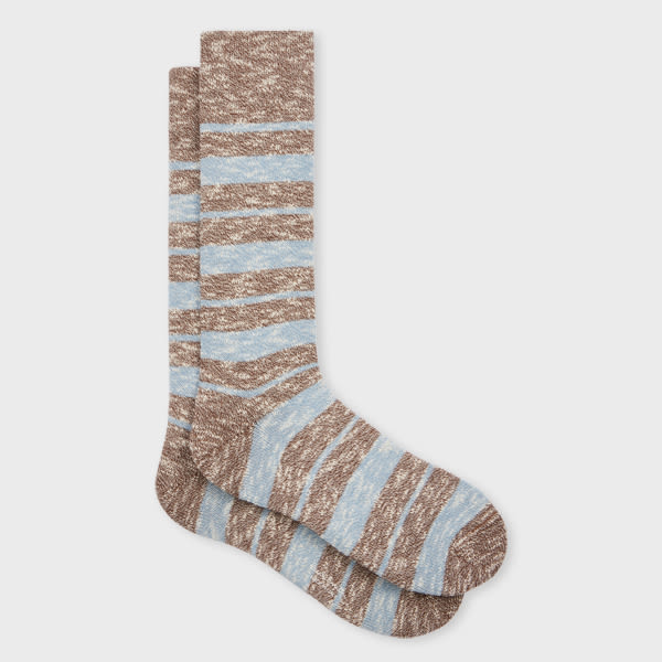 Paul Smith Grey Fleck Stripe Socks Brown In Brown