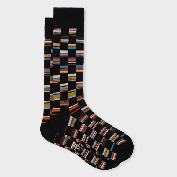 Paul Smith Cotton-blend 'signature Stripe Check' Socks Multicolour In Multi