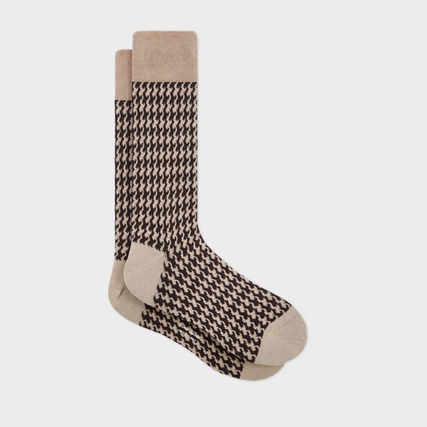 Paul Smith Beige Houndstooth Socks Brown In Brown