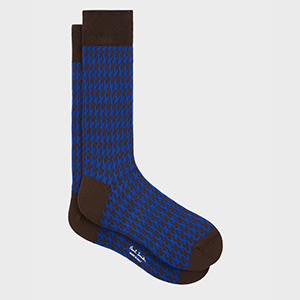 Paul Smith Blue Houndstooth Socks Brown In Blue
