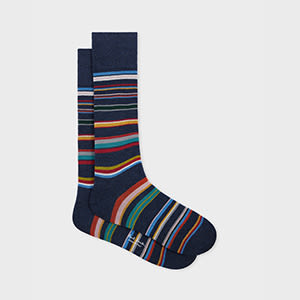 Paul Smith Navy Marl Stripe Socks Blue
