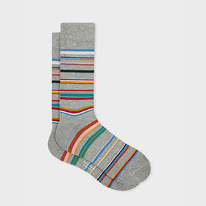 Paul Smith Grey Marl Stripe Socks In Gray