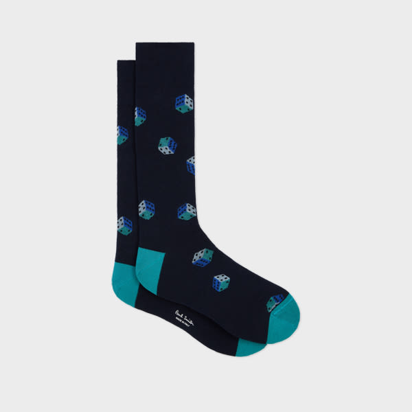 Paul Smith Navy 'dice' Socks Blue In Black