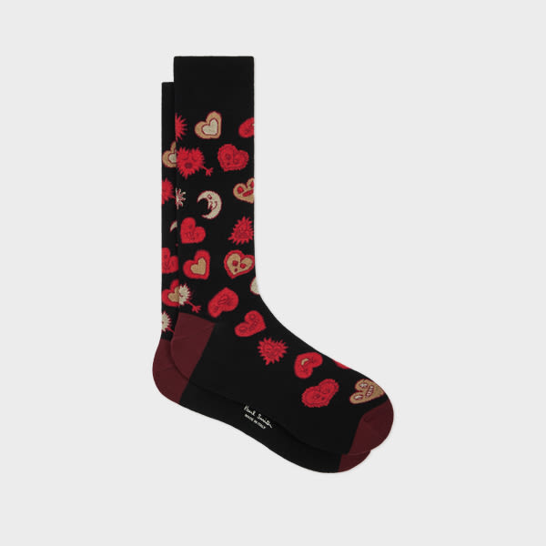 Paul Smith Black 'hearts And Stars' Cotton-blend Socks