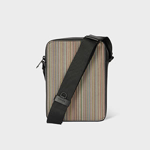 Paul Smith Multicolour 'Signature Stripe' Coated Canvas Flight Bag