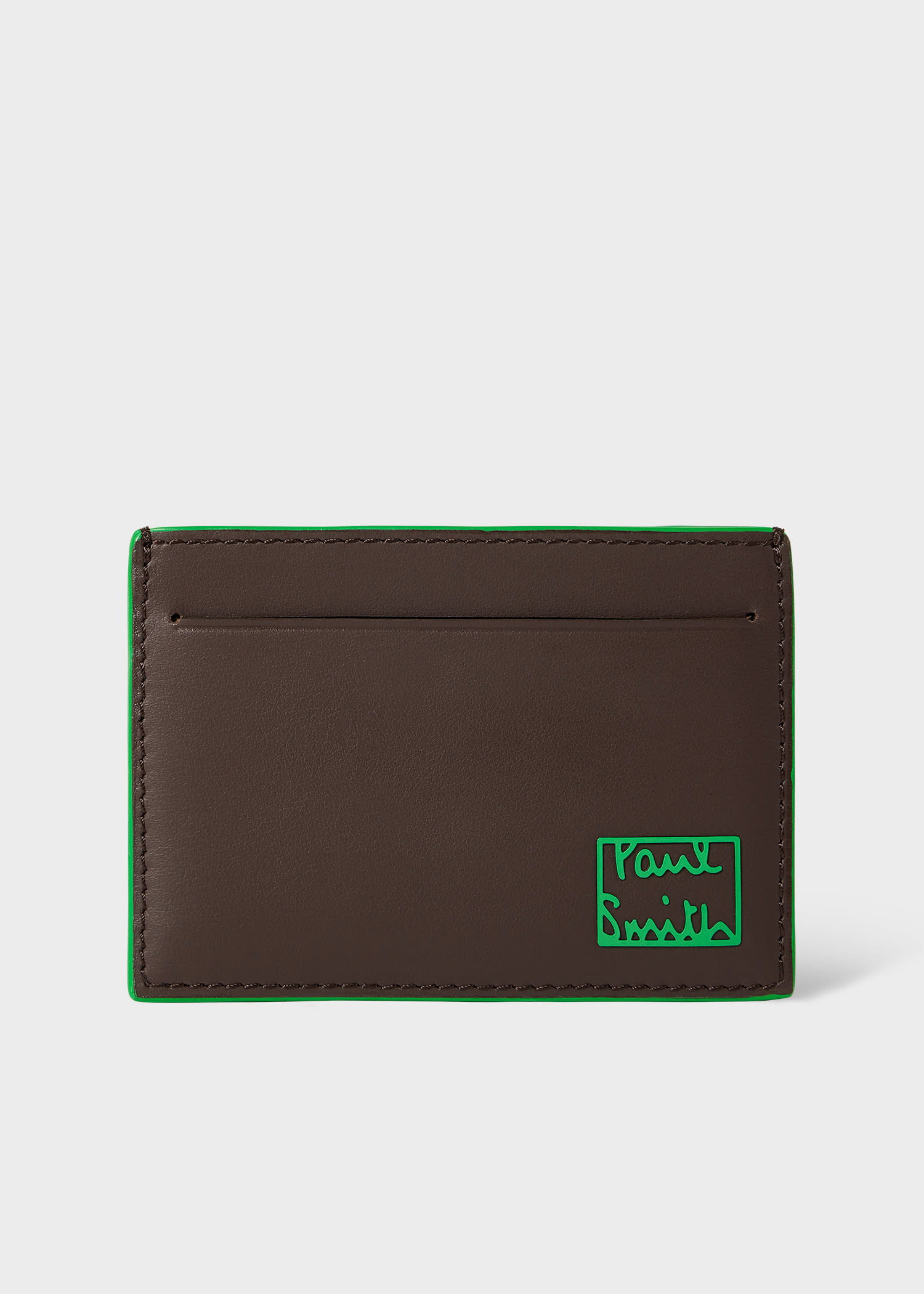 Paul Smith Brown Leather 'Contrast Logo' Card Holder