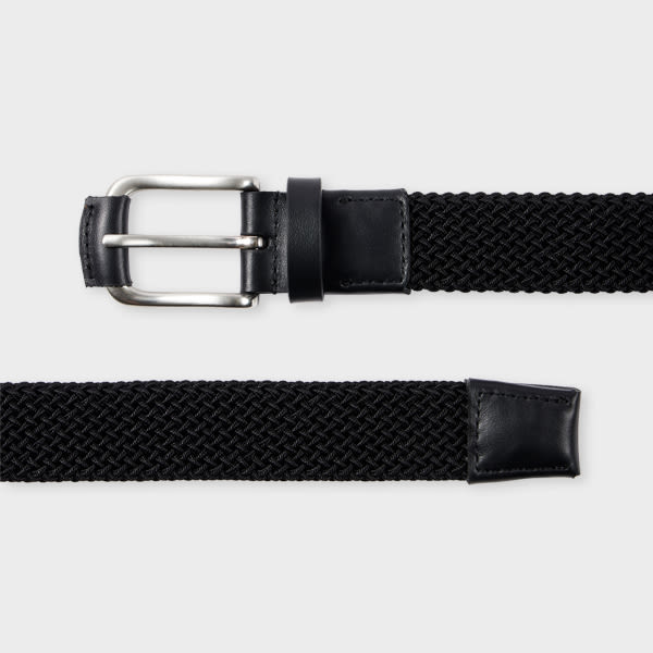 Paul Smith Black Woven Stretch Belt In Black