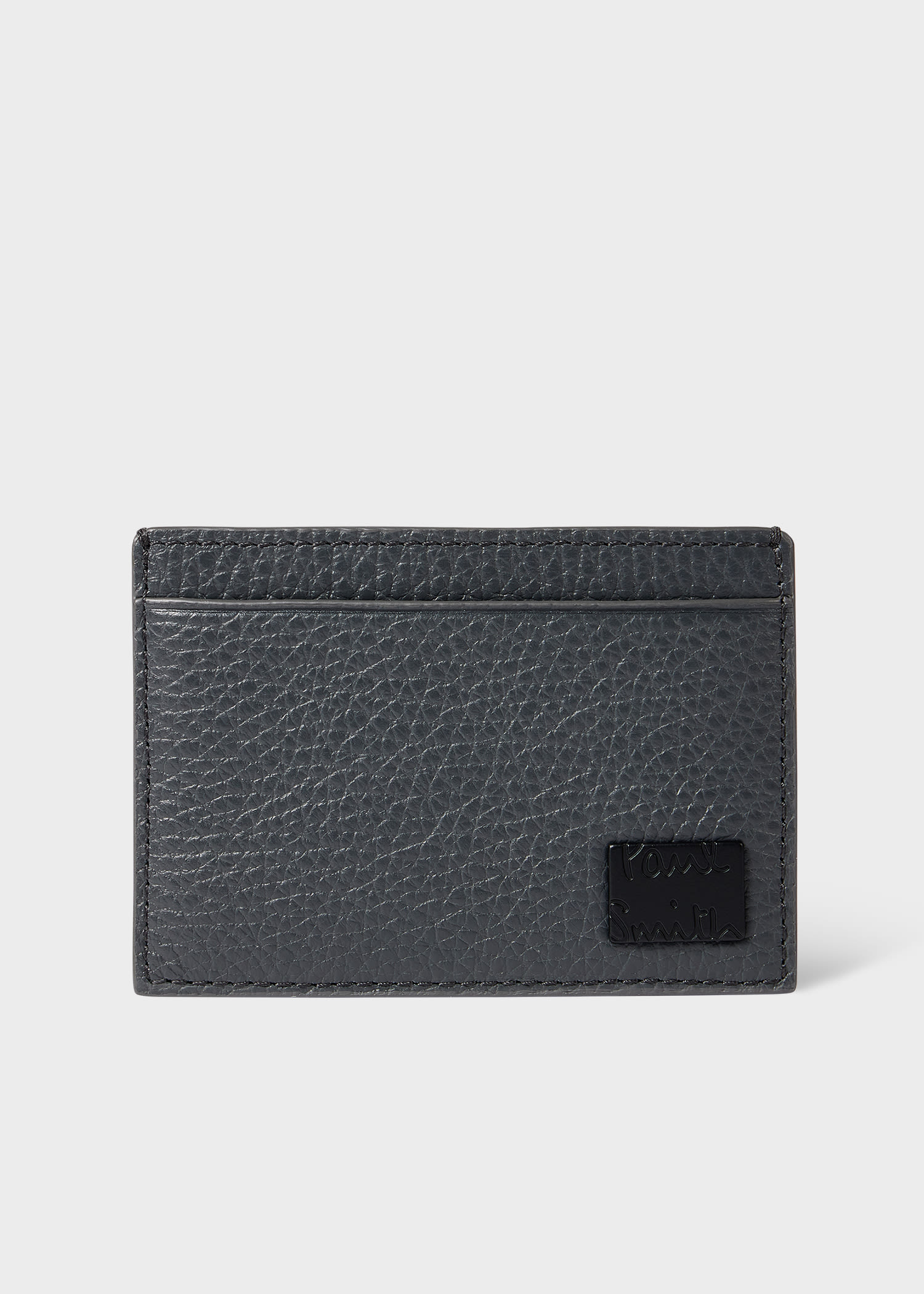 Paul Smith Grey Grained Leather Card Holder Blue