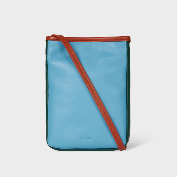 Paul Smith Light Blue Colour-Block Leather Pouch Bag