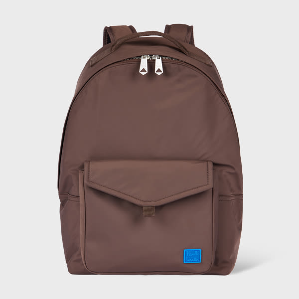 Paul Smith Brown Recycled Polyester Zip-Top Backpack