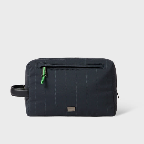 Paul Smith Navy Nylon Pinstripe Wash Bag Blue