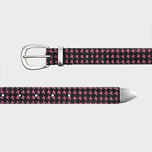 Paul Smith Pink Houndstooth Pony Skin Belt In Brown