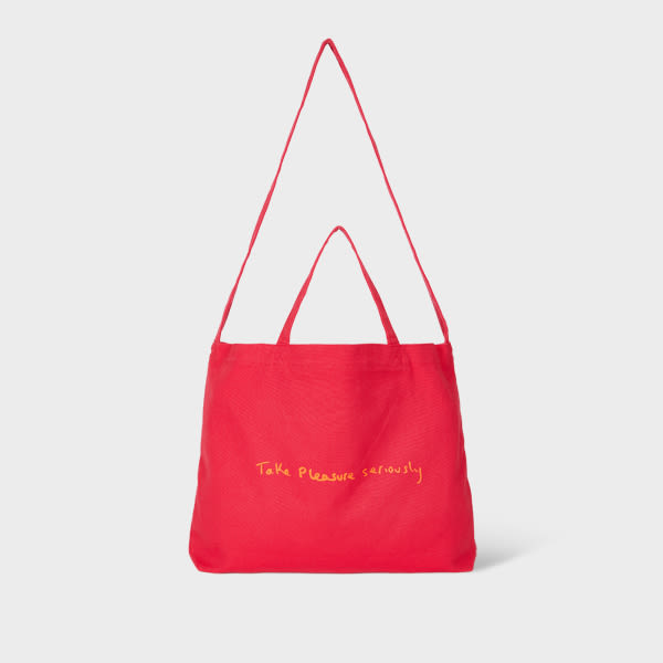 Paul Smith Red Cotton-Canvas Quote Tote Bag