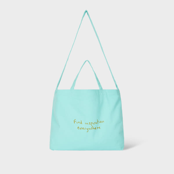 Paul Smith Sky Blue Cotton-Canvas Quote Tote Bag