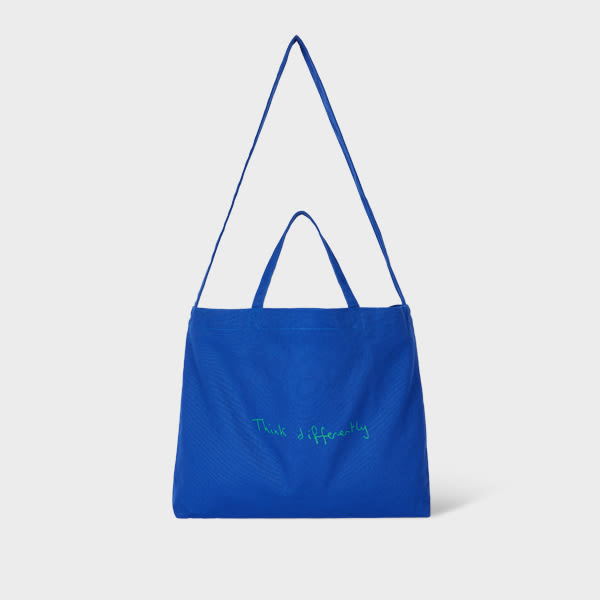 Paul Smith Blue Cotton-Canvas Quote Tote Bag