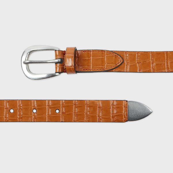 Paul Smith Orange Croc-Emboss Leather Belt,