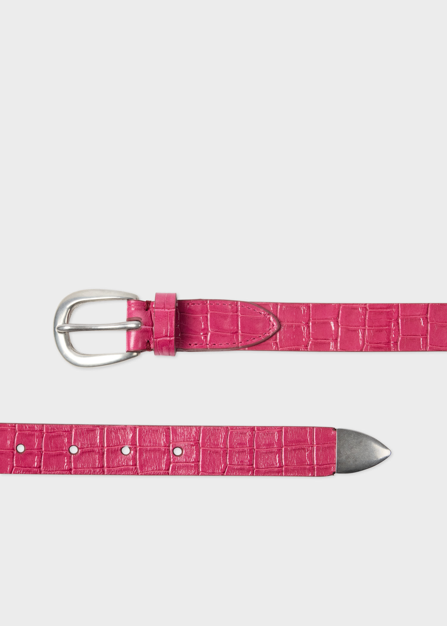 Paul Smith Pink Croc-Emboss Leather Belt,