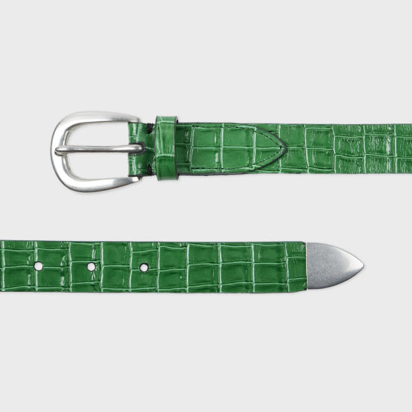 Paul Smith Green Croc-Emboss Leather Belt,