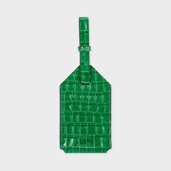 Paul Smith Green Croc-Emboss Leather Luggage Tag,