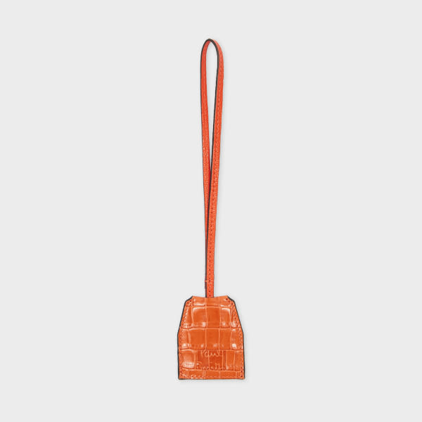 Paul Smith Orange Croc-Emboss Leather Keyring,