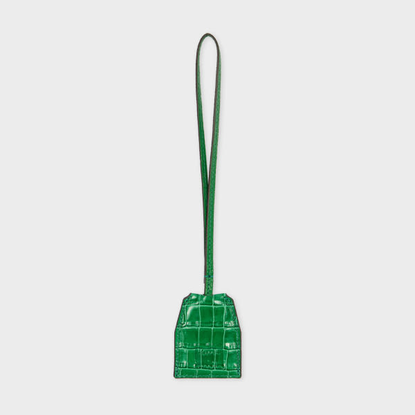 Paul Smith Green Croc-Emboss Leather Keyring,