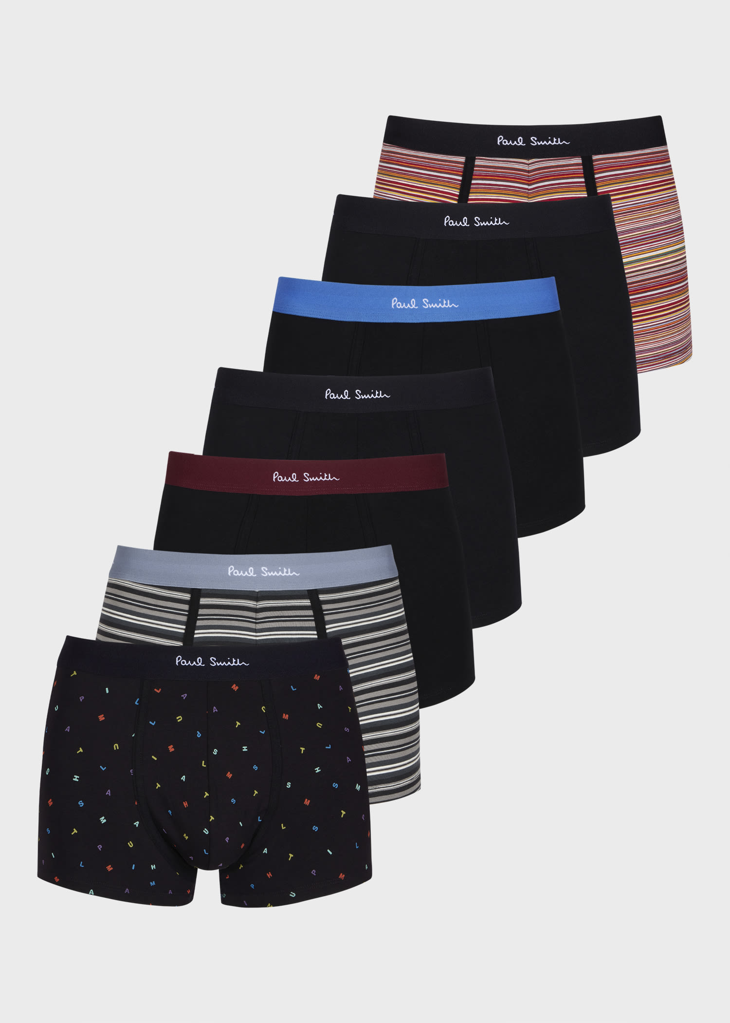 Paul Smith Mixed Pattern 'signature Stripe' Boxer Briefs Seven Pack Multicolour In Multi