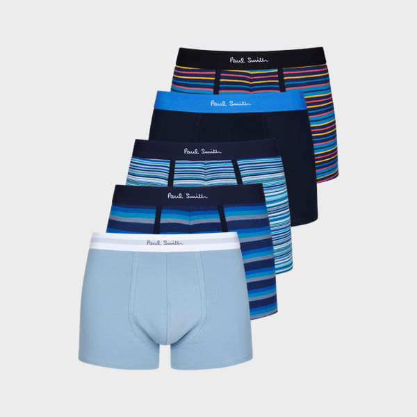 Paul Smith Stripe And Plain Mixed Boxer Briefs Five Pack Multicolour