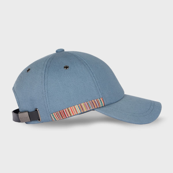 Paul Smith Light Blue 'signature Stripe' Trim Baseball Cap In Blue