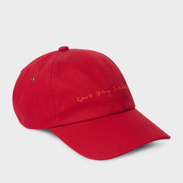 Paul Smith Red Cotton-twill Quote Cap