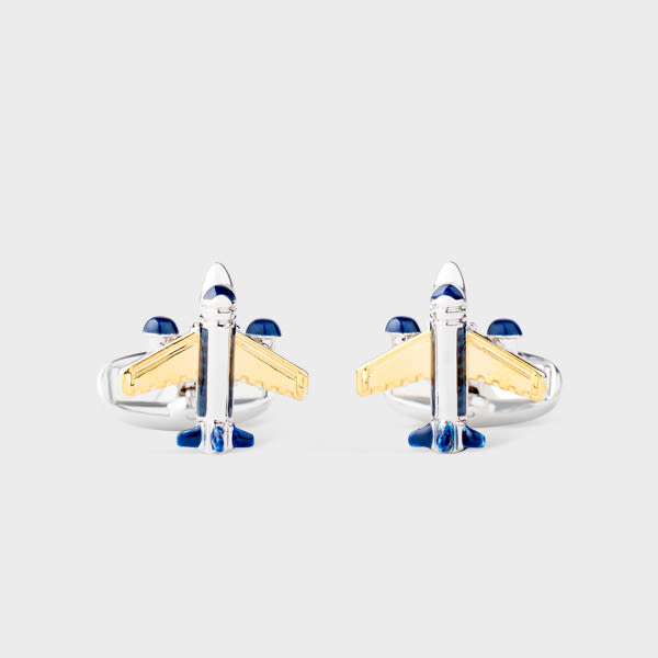 Paul Smith Gold And Silver 'aeroplane' Cufflinks Multicolour