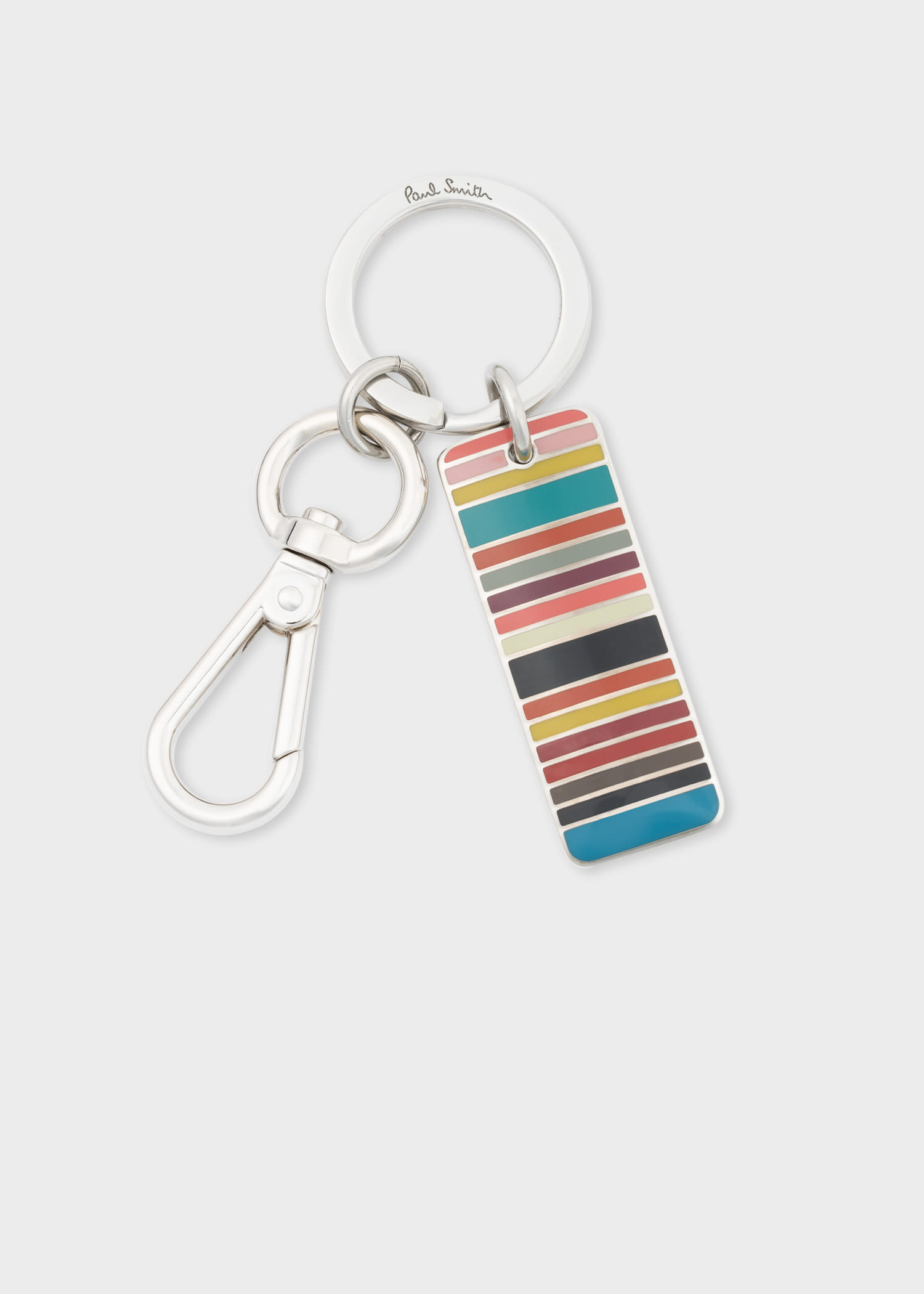 Paul Smith 'Signature Stripe' Tag Metal Keyring Multicolour